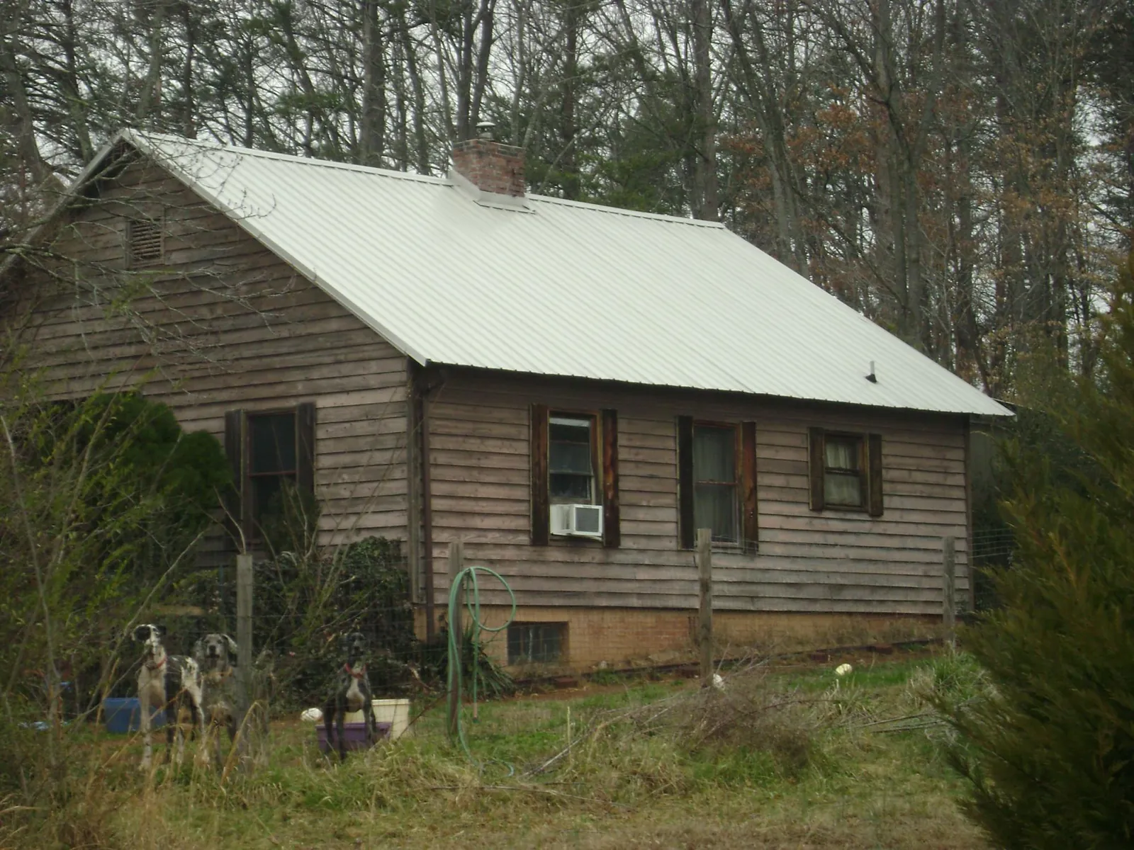 White metal roof on an old wood sided farmhouse, from a Asphalt Shingle Roof Repair job in Cullowhee
